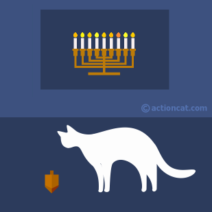 Cat playing with a dreidel