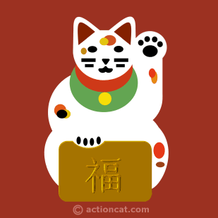 maneki neko waving with its left paw